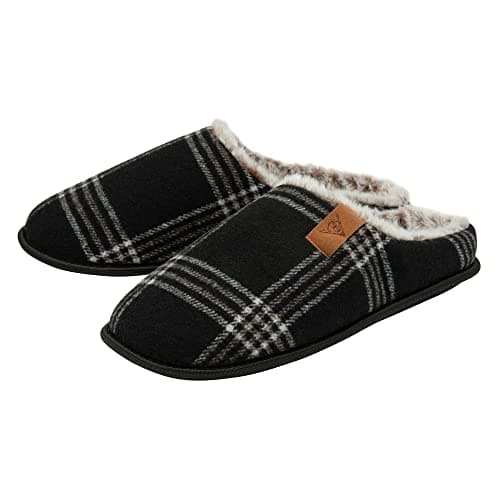 Image of DUNLOP Mens Check Mule Slippers - Black - UK 9