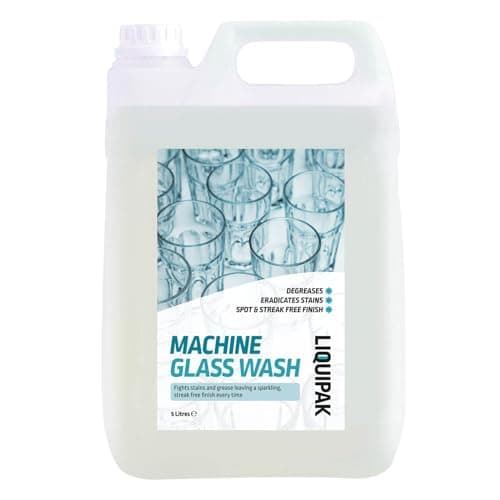 Image of Liquipak Machine Glass Wash 5L – Automatic Glasswash Machine Liquid Cleaner & Detergent. Industrial strength formula for spotless, streak-free glassware.