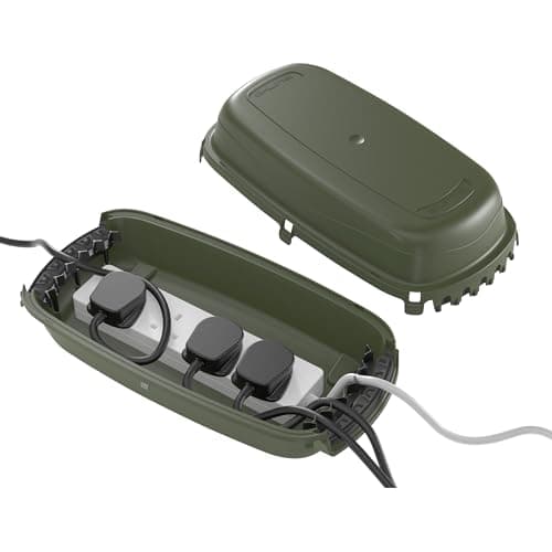 Image of D-Line Outdoor Cable Management Box, IP54, Contain Extension Blocks Outdoors, Weatherproof, Electrical Outlet Box - Green