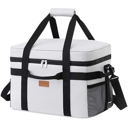 Image of Lifewit 30L 50-Can Soft Cooler Bag with Hard Liner, Large Insulated Picnic Lunch Bag Box Soft-Sided Cooling Bag for Camping、BBQ、Family Outdoor Activities, Silk Gray