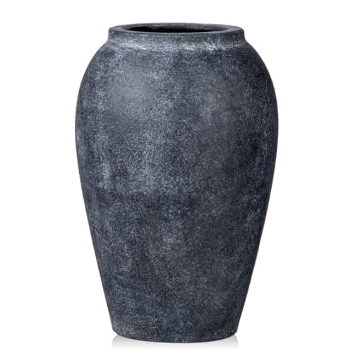 Image of Oairse Handmade Flower Vase 25CM Tall Terracotta Vase, Vintage Ceramic Vases for Flowers Rustic Antique Vases Décor Wide Mouth Matte Finish for Home Office Resto Café Decoration