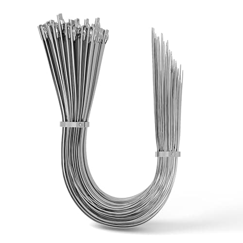 Image of Aroono 304 Stainless Steel Zip Ties-Heavy Duty Outdoor Wire Ties-18 inch, 50PCS-265 lbs Tensile Strength-Multi-Purpose Self-Locking Cable Ties for Fences, Insulation, Machinery, and More