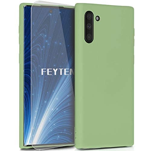 Image of Feyten Compatible with Samsung Galaxy Note 10 Case 6.3 Inch [with Tempered Screen Protector], [Upgraded] Liquid Silicone Gel Rubber Soft Touch Cover Full Protective Case (Green)