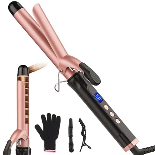 Image of JAETON Curling Wand Hair Curler, Curling Tongs with Clamp, New Upgraded Ceramic Curling Iron, Dual Voltage, Adjustable Temp for Long Hair (25MM)