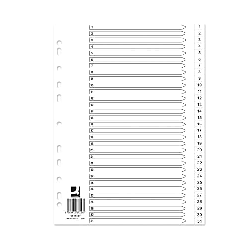 Image of Q-Connect Index 1-31 Polypropylene White (10 Pack)