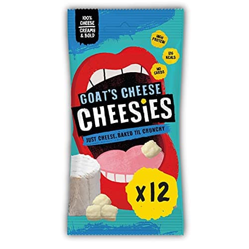 Image of CHEESIES Crunchy Snacking Cheese Keto Snack. Sugar Free, Gluten Free, No Carb, High Protein, Vegetarian (12 x 20g, Goat's Cheese)