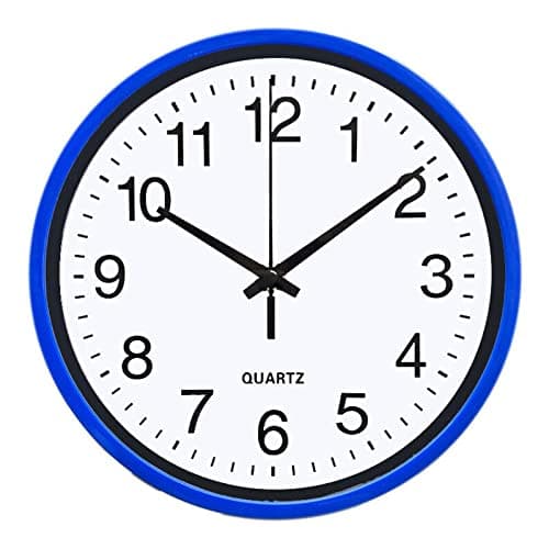 Image of True Face Wall Clock Modern - Large Number Round Clock for Wall Clocks for Living Room, Kitchen Accessories, Home, Bedroom, School, Office Blue - E445