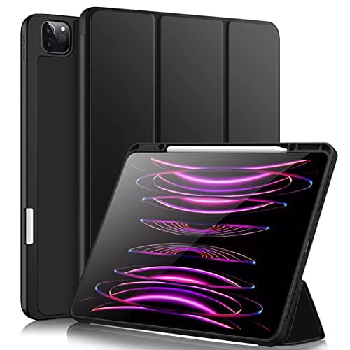 Image of Vobafe Case for iPad Pro 12.9 Case 6th/5th/4th/3rd Generation, TPU Flexible Back Cover with Pencil Holder for iPad 12.9 Pro 2022/2021/2020/2018, Support Pencil 2 Charging, Black