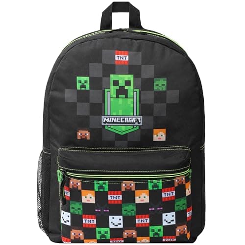 Image of Minecraft Backpack for Kids Teenagers Gaming Rucksack School Bag Creeper Daypack Travel Bag for Days Out PE Sports Gamer Gifts (Black)