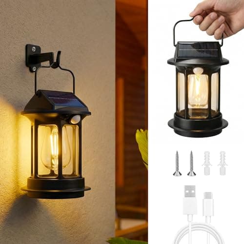 Image of Camping Lights Battery and Solar Operated, LED Camping Light with Motion Sensor, Waterproof Garden Ornaments Outdoor Light, USB Powered Hanging Lights with Handle for Yard, Pathway, Patio, Garage