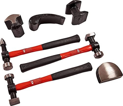 Image of BARGAINS-GALORE 7Pc Autobody Repair Tool Kit - Dent Car Panel Dolly Beating Hammers, Dollies Shapers Set With Carry Case | Automotive Vehicle, Cars, Vans Body Fixing Tools | Diy