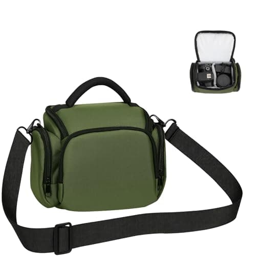 Image of Winning SLR Cameras Case, Waterproof Shockproof DSLR Camera Single Bag, Adjustable Shoulder Strap Compatible with Sony, Canon, Samsung, Fuji, Panasonic, Casio, Nikon (Green)