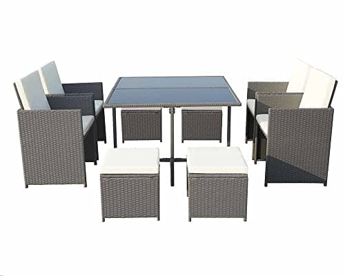Image of Royalcraft Cannes Grey 8 Seater Cube Set, Table – H72cm x W110cm x D110cm
