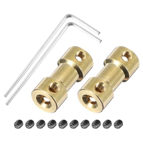 Image of sourcing map 2 Pcs 3mm to 4mm Brass Shaft Coupling Joint Connector with Screws and Hex Wrench Flexible Motor Shaft Coupler for Car Wheels Tires Shaft Motor
