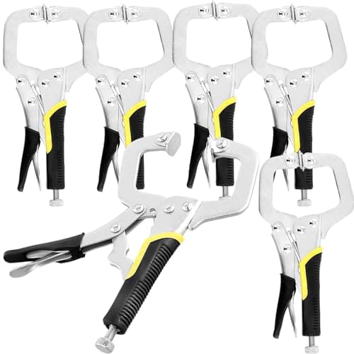 Image of MAKTSAM 6 Pack 6 Inch Metal Grip Locking C Clamp Welding Pliers with Adjustable Screw and Swivel Pads, Face Clamps for Woodworking