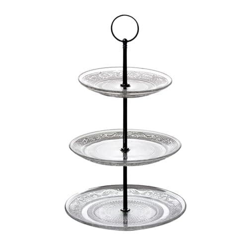 Image of UNIQUE HOME LIVING 3-Tier Cake Stand, Round Glass Cupcake Display Stand for Afternoon Tea Wedding Birthday Party Tableware, Dessert Fruit Plates Cake Serving Platter