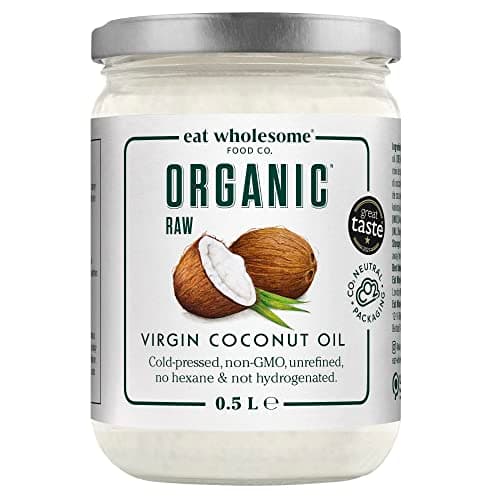 Image of Eat Wholesome Organic Virgin Coconut Oil, 500ml - Raw, Cold Pressed, Award-Winning, Glass Jar in Box, For Cooking, Baking, Skincare & Hair, Vegan