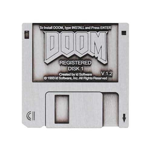 Image of DOOM Floppy Disk Limited Edition Pin Badge – Collectible Metal Gaming Merchandise for Fans & Collectors - Officially Licensed