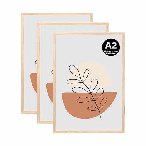 Image of KAIWIN A2 Picture Frame, 3 Pack Oak Photo Frame, A2 Poster Frame (59.4x42cm), Wooden Photo Frame Used for Photos, Pictures, Posters,Puzzles