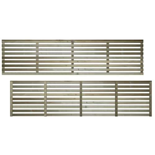 Image of Premier Vogue, 6ft x 1.5ft Fence Trellis Panel Wooden Horizontal Slatted Screen | Decorative Contemporary Venetian-Style Privacy Topper for Outdoor Living Space (Wide: 182.8cm x High: 46.7cm)