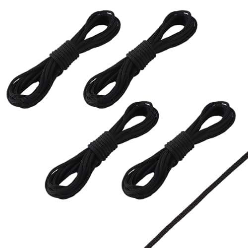 Image of lasuroa 4 Pcs Trampoline Netting Cords, 15ft each Black Trampoline Netting Cords Replacement Parts for Fence Netting Safety Trampoline Netting Cords Fits 12-16ft Trampolines