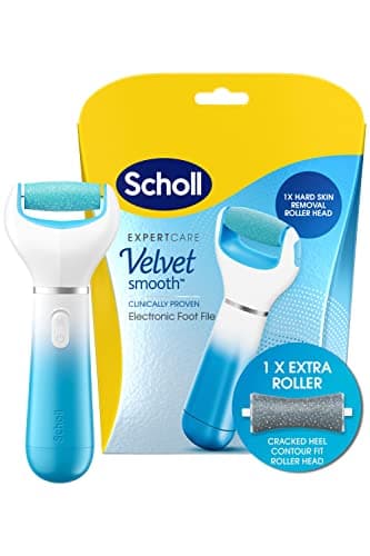 Image of Scholl Velvet Smooth Electric Foot File with Cracked Heel Refill - Pedicure Foot File for Hard Skin and Callus Removal, Includes Velvet Smooth Roller and Cracked Heel Roller