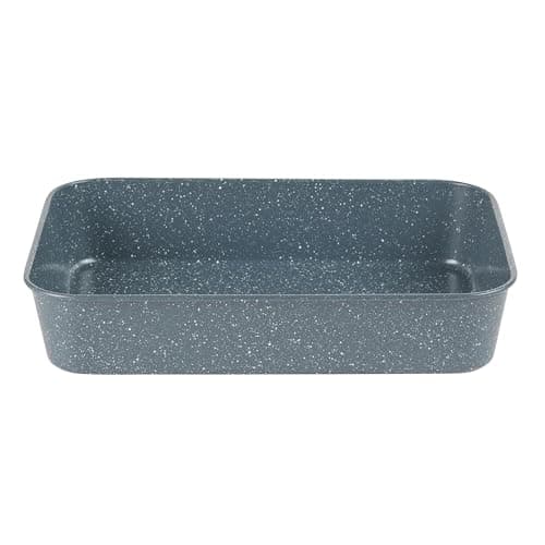 Image of Russell Hobbs Nightfall Stone Roaster – 39cm Non-Stick Carbon Steel Roasting Tray with Deep Sides for Meat & Vegetables, Lightweight Large Oven Tin, Oven Safe to 220°C, Blue Marble