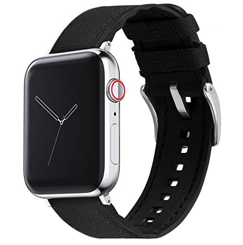 Image of 38mm/40mm/41mm Black - BARTON Cordura Fabric and Silicone Hybrid Watch Bands with Integrated quick release spring bars - Compatible with all Apple Watch Models