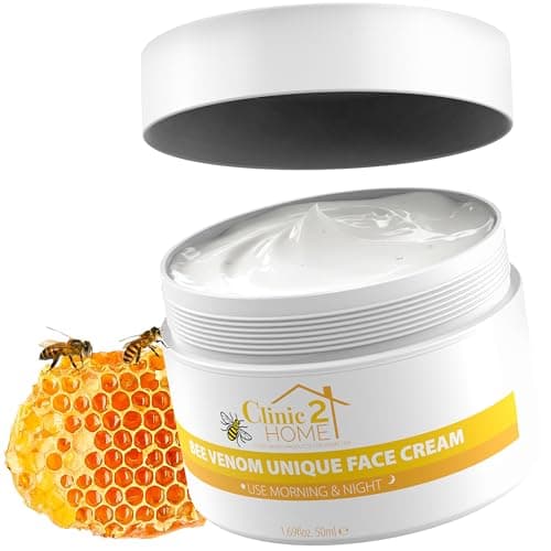Image of Clinic2Home Bee Venom Face Cream – Anti Wrinkle & Skin Restoration Bee Venom Cream – Day & Night Moisturiser for All Skin Types – Lifting, Firming & Anti-Aging – 50ml