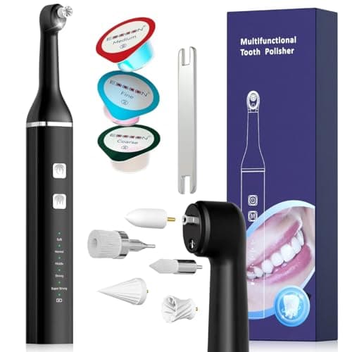 Image of Tooth Polisher, Electric Teeth Polishing Kit for Family,Whitening Polisher with 5 Polish Heads & 5 Working Modes, Teeth Cleaning Plaque Removal Pen Rechargeable, Waterproof Tooth Stain Remover