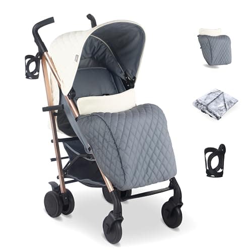 Image of My Babiie MB51 Billie Faiers Quilted Champagne Lightweight Stroller, Sturdy & Protective, Lightweight Frame, Comfort, Suitable from Birth to MAX 22kg, w/Cup Holder, Rain Cover and Footmuff