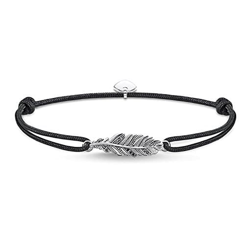 Image of Thomas Sabo Unisex Bracelet Little Secret Feather Black 925 Sterling Silver LS063-889-11-L22v