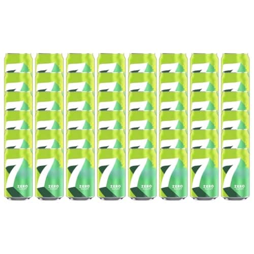 Image of 7 ZERO SUGAR Lemon and Lime Flavoured Fizzy Soft Drink with Sweetners Carbonated Soda Free From Artificial Colours 330ml Cans Low in Calories and No Caffeine Recyclable (Pack of 48)