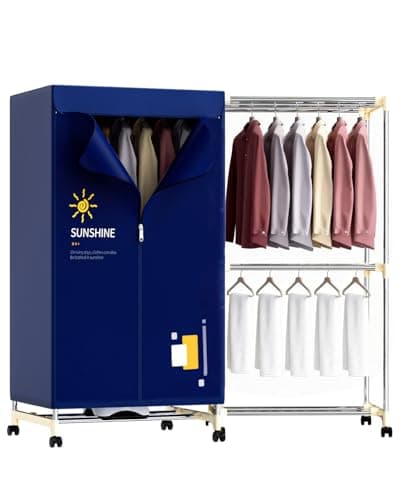 Image of Electric Clothes Dryer, Heated Clothes Airer with Cover for Laundry Drying, 2-Tier 1000W Portable Clothes Dryer Stainless Steel Frame with Timer Energy-Efficient Indoor Home Quiet Operation UEMUSI
