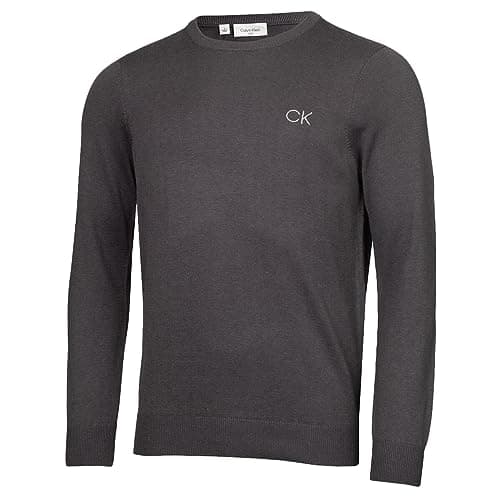 Image of Calvin Klein Mens Round Neck Golf Sweater - Steel Grey - XL