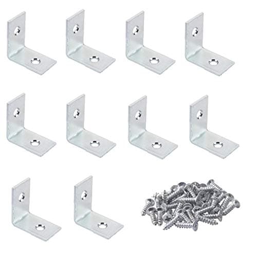 Image of TERF® 10 Pcs Zinc Plated Steel 25mm X 25mm X 17mm (1’’ X 1’’ X 0.67’’) Angel L Shape Corner Brace Bracket Joining Fixing Self Support Repair with Fixing Screw