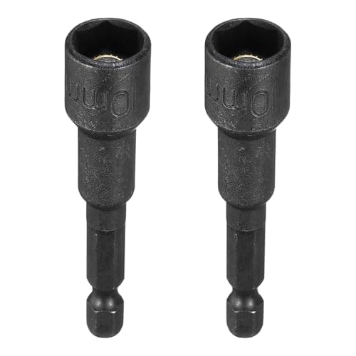 Image of sourcing map 2pcs Magnetic Nut Driver 10mm Hex Drive Socket CR-V Steel Power Screw Drill Bits Socket Wrench Tools with 1/4" Quick Change Hex Shank for Power Drills Impact Drivers, Black