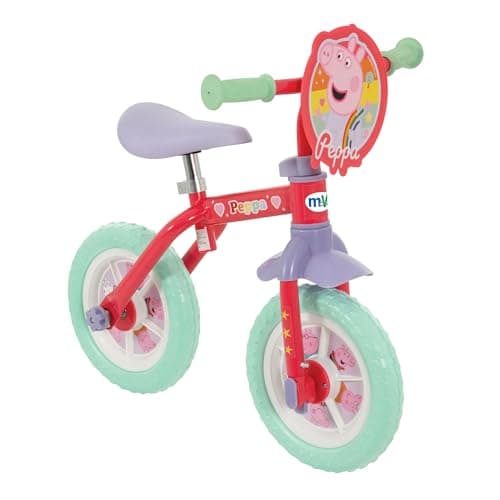 Image of Peppa Pig 2-In-1 Training Toddler Bike - Convertible Training and Balance Bike for 2+ Years Girls and Boys with Removable Pedals and Stabilisers - Adjustable 10 Inches Bikes for Kids Toys