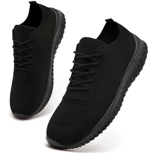 Image of IVQDZL Ladies Trainers Women Running Shoes Sneakers Walking Gym Tennis Work Training Non Slip Workout Lightweight Breathable Trainers Black Size 6 UK