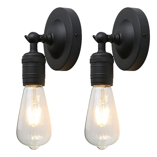 Image of JIMUBEAM Industrial Metal Wall Lights, 2 Pack Up and Down Bathroom Vanity Wall Sconce Lights, E27 Indoor Wall Mounted Lamp Fixture for Corridor Dining Room Kitchen Bedroom