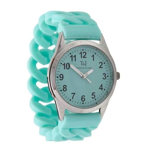 Image of Tavistock & Jones Ladies Watch (Turquoise) Stretch Bracelet Wrist Watch for Women, Easy to Read Analog Quartz Ladies Watches, Dia. 30mm, Watches for Women - Fully Guaranteed