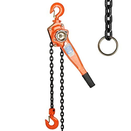 Image of Nisorpa 1.5Ton Chian Hoist, Manual Chain Block Lever Hoist 6M 3300Lbs Cap 20Ft Lift Ratchet Chain Hoist Come Along Puller Pulley with Safe Hook for Warehouse Transport Industrial Zones