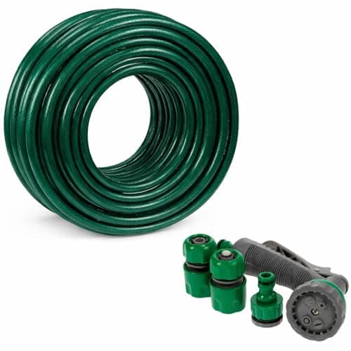 Image of Garden Mile 30m Garden Hose Pipe & Spray Gun Set – Heavy Duty Kink Resistant Water Hose with Connectors for Plant Watering, Lawn Care, Car Washing & Patio Cleaning