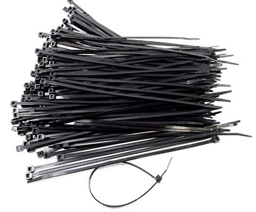 Image of Nartel® 100 Pack of Black Cable Ties, 200mm x 2.5mm, 8" Premium Tie Wraps, Nylon Zip Ties