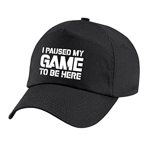 Image of gi Graphic Impact Funny I Paused My Game to Be Here Gamers Printed Adjustable Sport Outdoor for Kids Teen Adults Unisex Baseball Cap(Black)