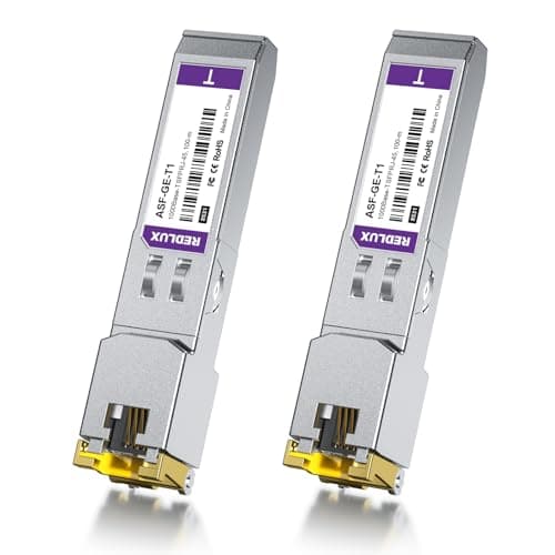 Image of REDLUX 1G SFP RJ45 Mini-Gbic Module, CAT.5e RJ45 Copper Connector, up to 100m, 1000Base-T Copper Transceiver Compatible for Cisco GLC-T/SFP-GE-T, Meraki MA-SFP-1GB-TX, Ubiquiti UF-RJ45-1g Pack of 2