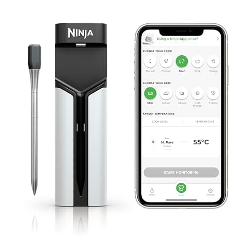 Image of Ninja ProChef Wireless Meat Thermometer Probe for Indoor & Outdoor Cooking, Grilling and Air Frying with 50m Bluetooth Range & 30-Hour Battery Life, App Connected, Heat-Resistant, Waterproof WP100UK