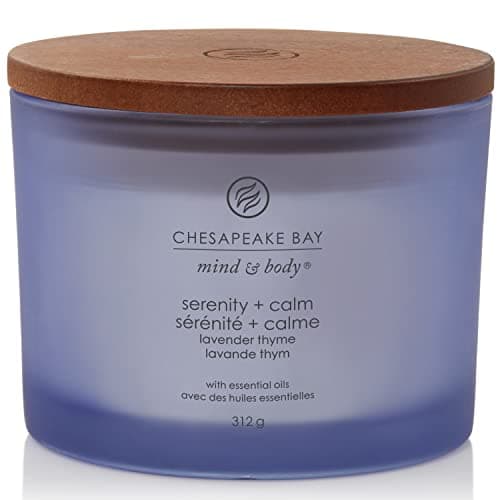 Image of Chesapeake Bay Scented Candle | Serenity + Calm (Lavender Thyme) 3 Wick Tumbler Aromatherapy Candle | Burn Time: Up to 24 Hours | Mind & Body Collection