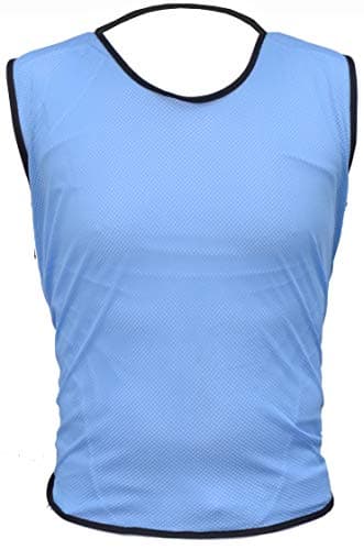 Image of 10 Sports Training Bibs Football Netball Rugby Hockey Cricket Volleyball Vests Soccer Sports Club (2XL, 3XL, Adult Youth Junior & Kids) (YL (Under 14), Sky)