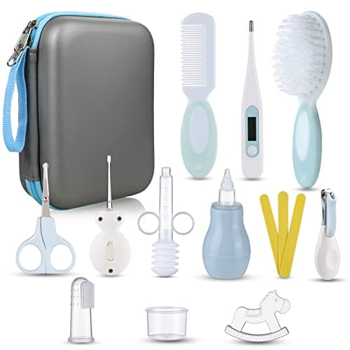 Image of Lictin Baby Health Care Kit - Baby Grooming Kit Newborn Baby Care Accessories, 15PCS Safety Cutter Nail Care Set, Nursery Baby Care Kit for Infants Newborns (Blue)